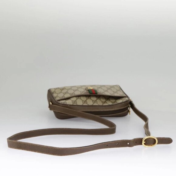 GUCCI GG Supreme Web Sherry Line Shoulder Bag PVC Beige - Picture 8 of 15